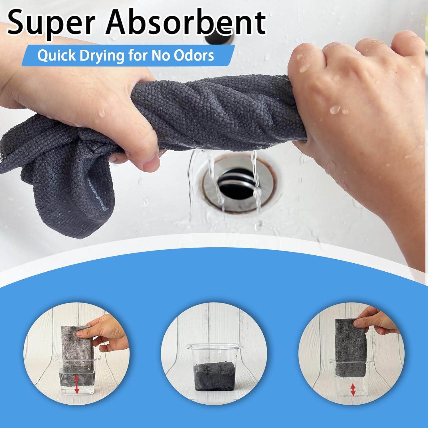 75 Pack Microfiber Cleaning Cloth Roll,Reusable Tear Away Microfiber Towels,Washable Ultra Absorbent Rags Drying Dishcloths for Car,Home,Garage or Shop(Grey)