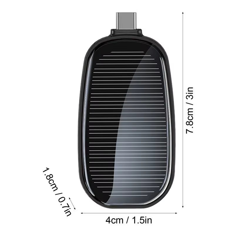 1200Mah Solar Keychain Mini Power Bank Portable Powerbank Compact Phone Charger Mini Power Bank TYPE-C Backup Emergent Power