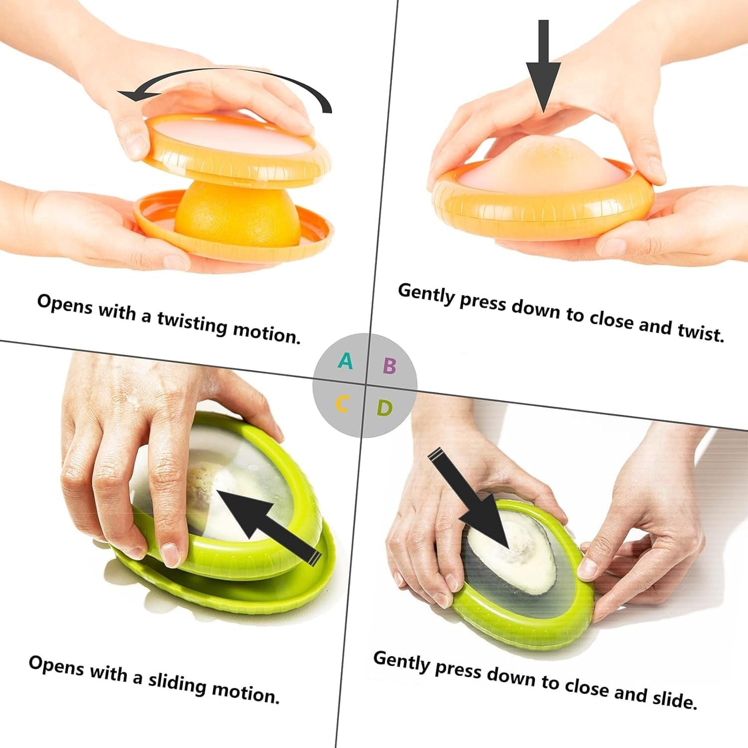 Avocado Saver & Onion Storage – 4-Pack Reusable Produce Containers for Fridge – Help Reduce Food Waste Keepers for Tomato, Garlic, Lemon, and Cut Fruits