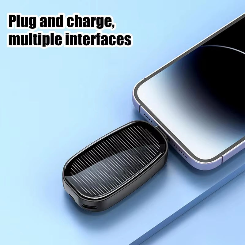 1200Mah Solar Keychain Mini Power Bank Portable Powerbank Compact Phone Charger Mini Power Bank TYPE-C Backup Emergent Power