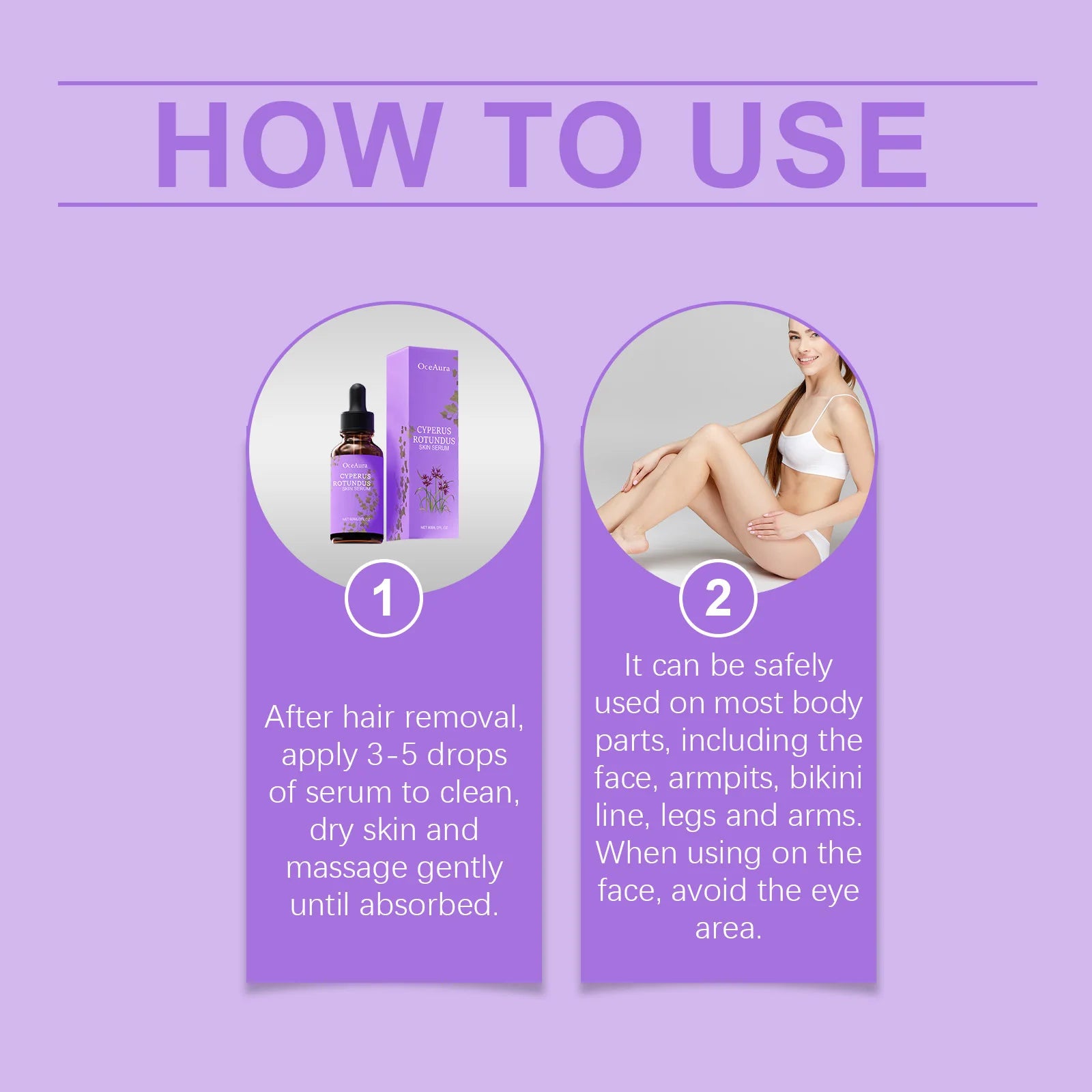 OceAura Cyperus Rotundus Oil for Hair Removal Prevent Hair Growth Products Remove Hair Inhibitor for Moisturizing Body Oil 60ml