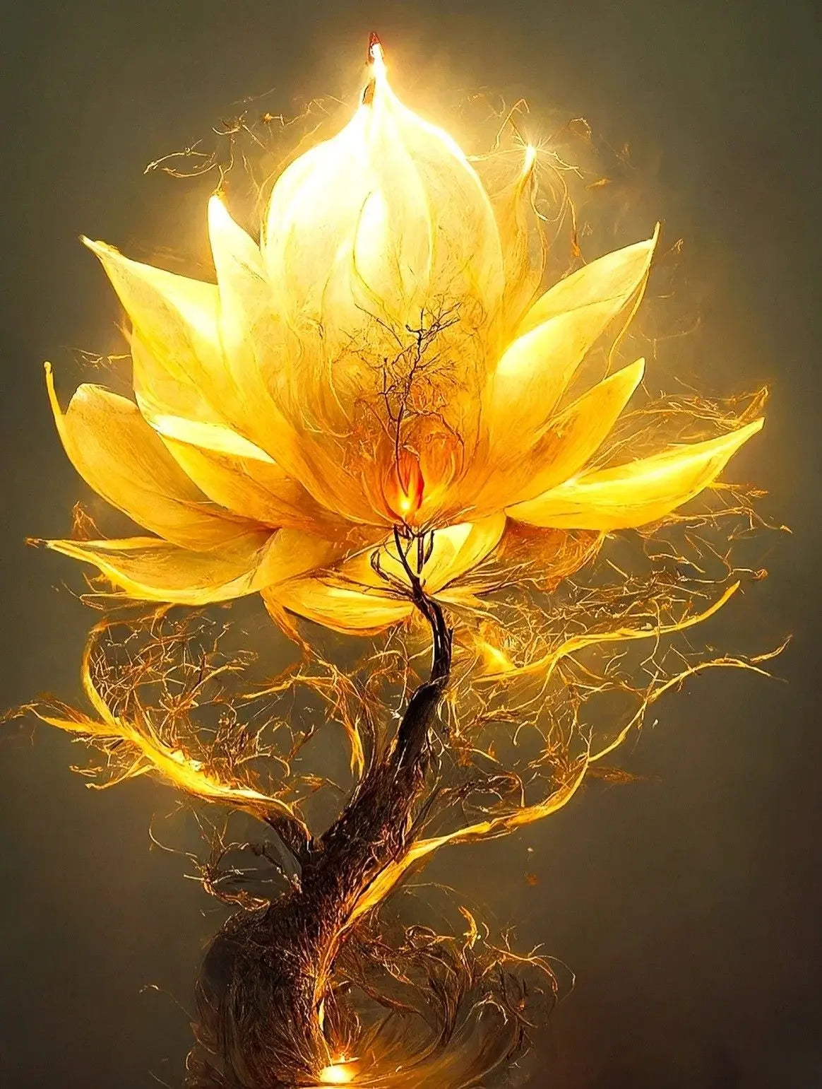 Golden Money Tree Abstract Wall Art