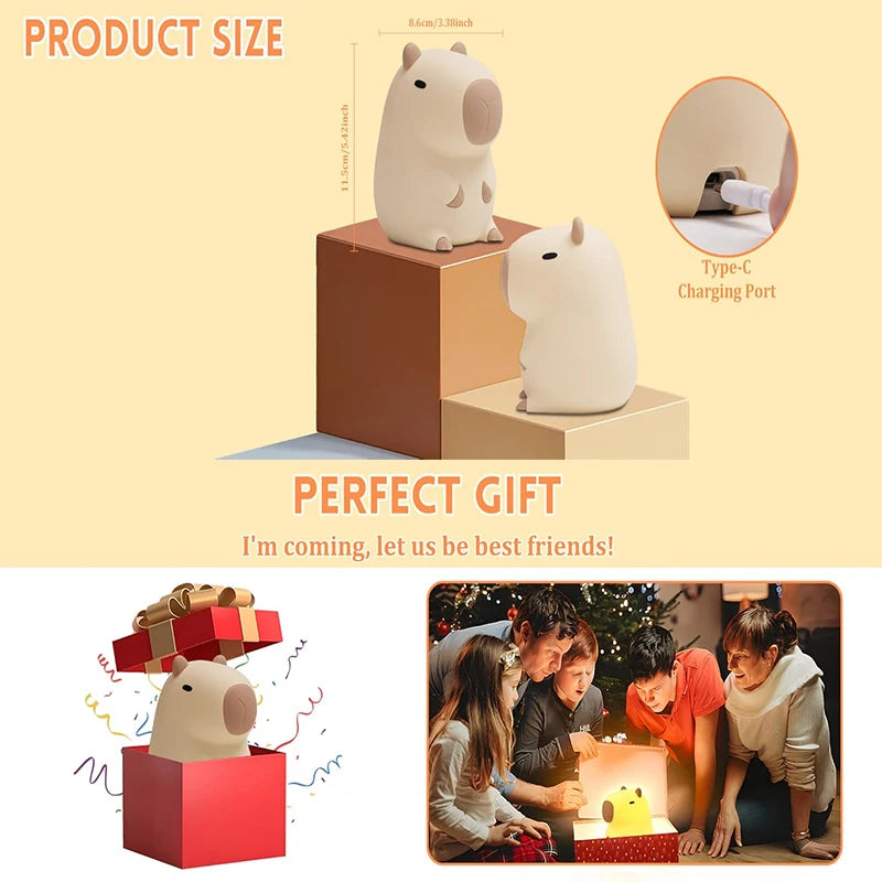 Cute Capybara Silicone Night Light