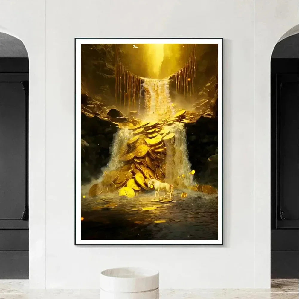 Golden Money Tree Abstract Wall Art