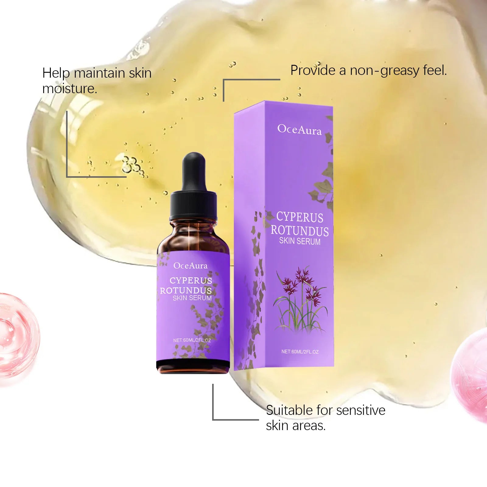 OceAura Cyperus Rotundus Oil for Hair Removal Prevent Hair Growth Products Remove Hair Inhibitor for Moisturizing Body Oil 60ml