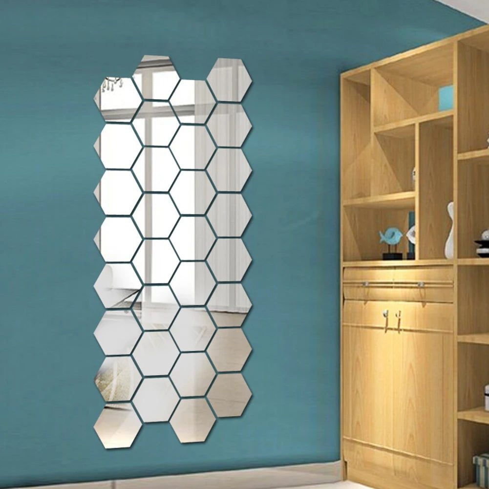 24Pcs Acrylic 3D Mirror Wall Stickers