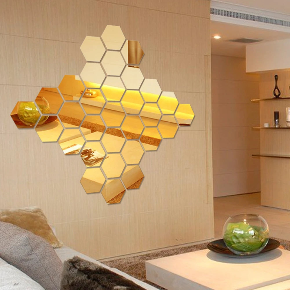 24Pcs Acrylic 3D Mirror Wall Stickers