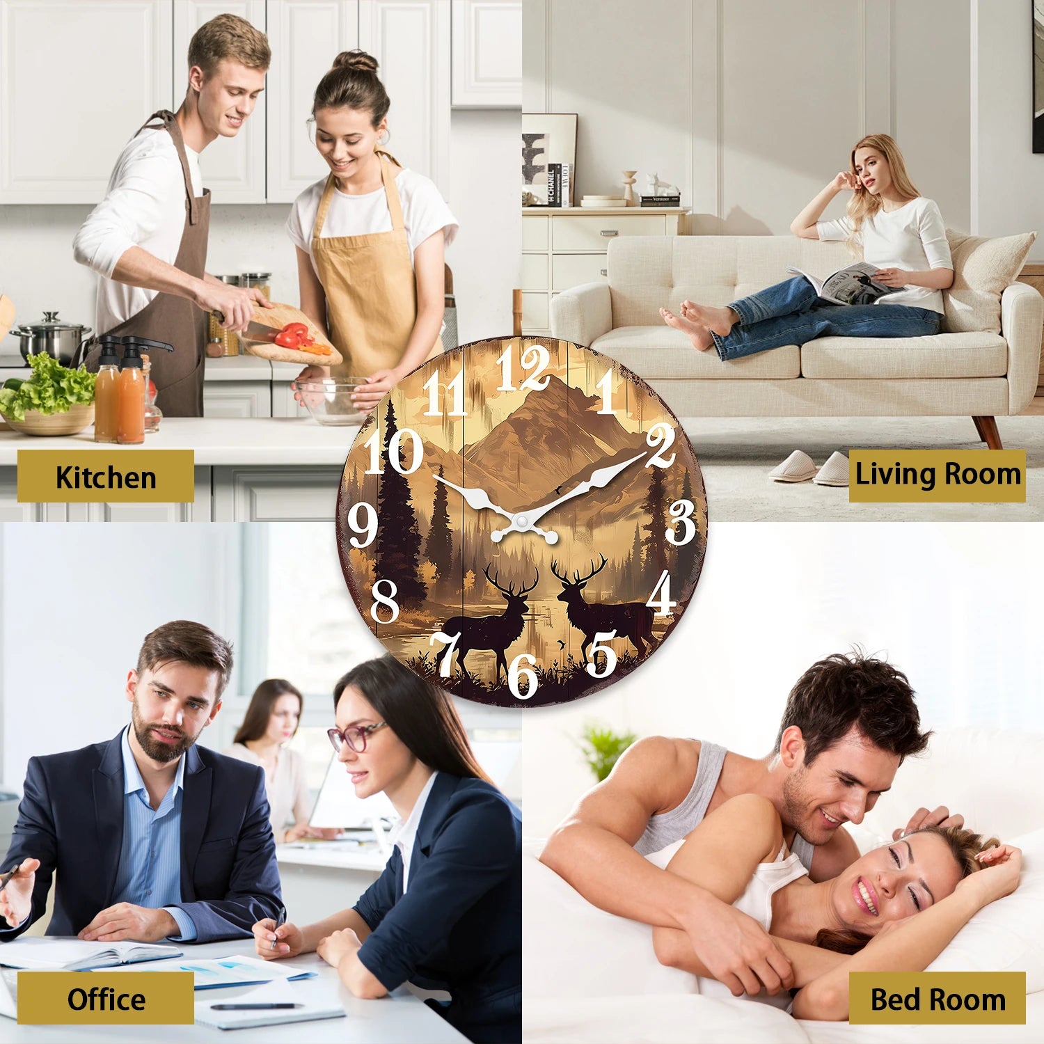 Forest Elk Wooden Wall Clock