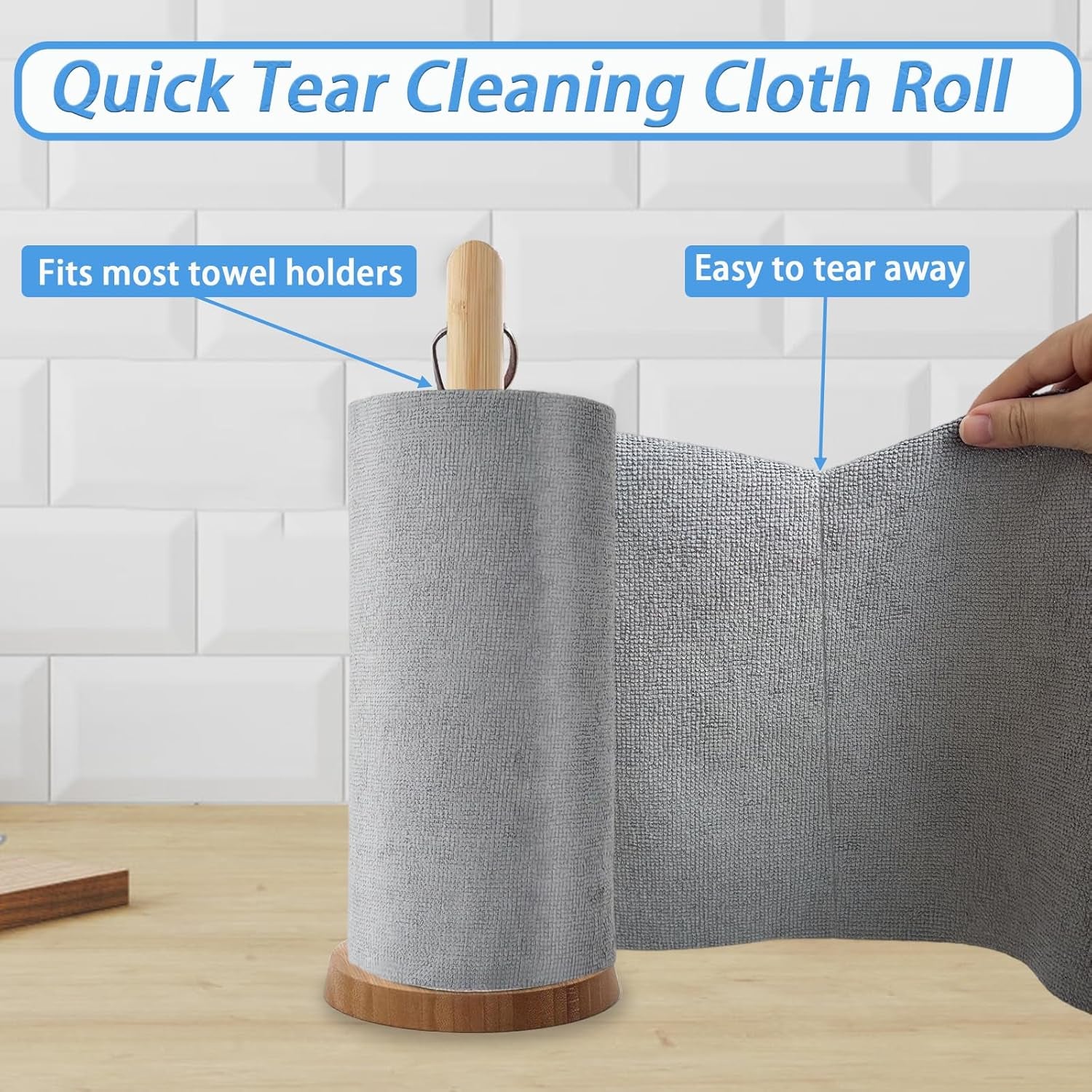 75 Pack Microfiber Cleaning Cloth Roll,Reusable Tear Away Microfiber Towels,Washable Ultra Absorbent Rags Drying Dishcloths for Car,Home,Garage or Shop(Grey)