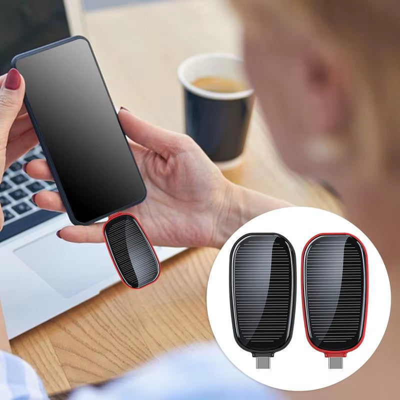 1200Mah Solar Keychain Mini Power Bank Portable Powerbank Compact Phone Charger Mini Power Bank TYPE-C Backup Emergent Power