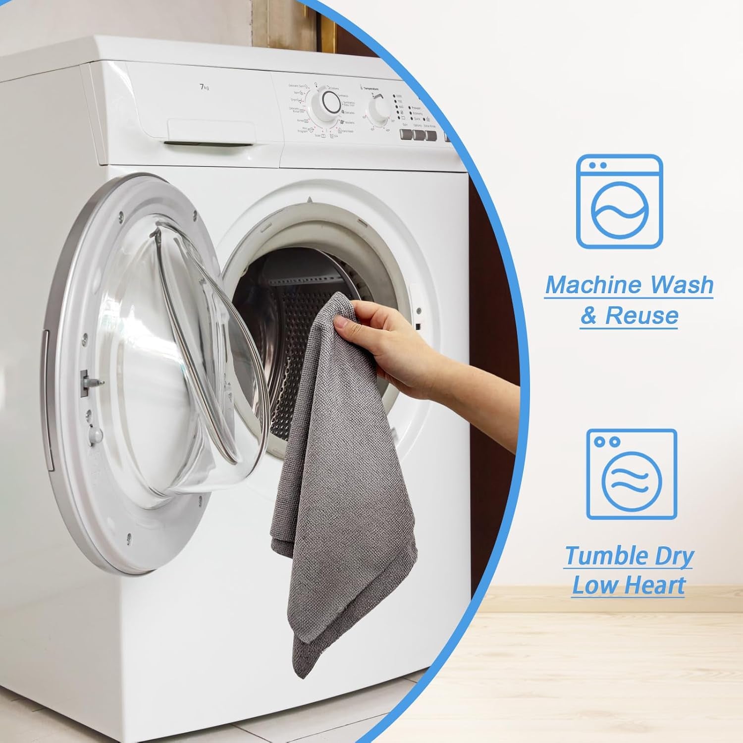 75 Pack Microfiber Cleaning Cloth Roll,Reusable Tear Away Microfiber Towels,Washable Ultra Absorbent Rags Drying Dishcloths for Car,Home,Garage or Shop(Grey)