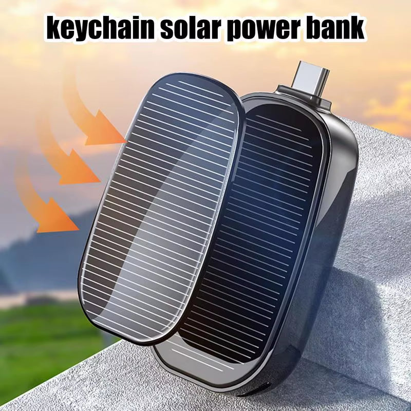 1200Mah Solar Keychain Mini Power Bank Portable Powerbank Compact Phone Charger Mini Power Bank TYPE-C Backup Emergent Power