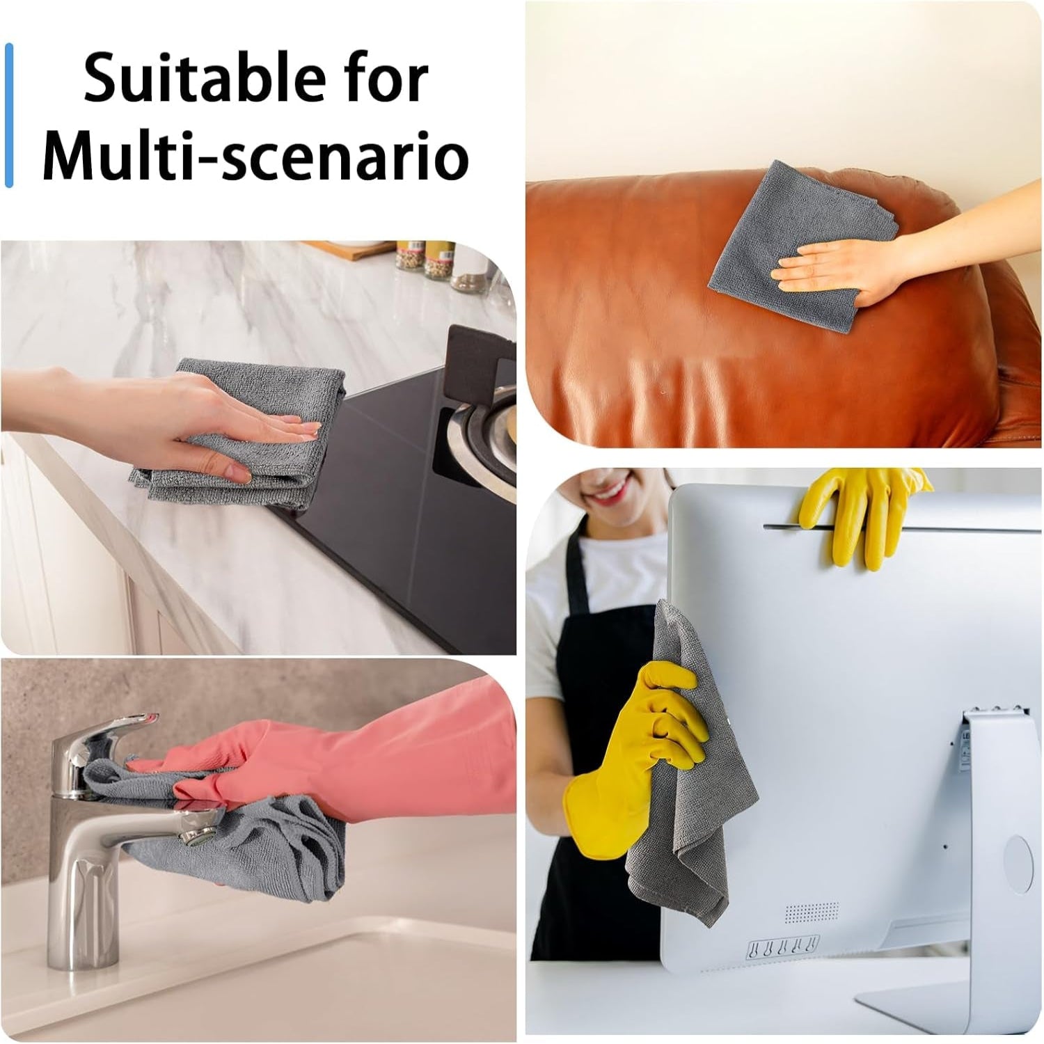 75 Pack Microfiber Cleaning Cloth Roll,Reusable Tear Away Microfiber Towels,Washable Ultra Absorbent Rags Drying Dishcloths for Car,Home,Garage or Shop(Grey)