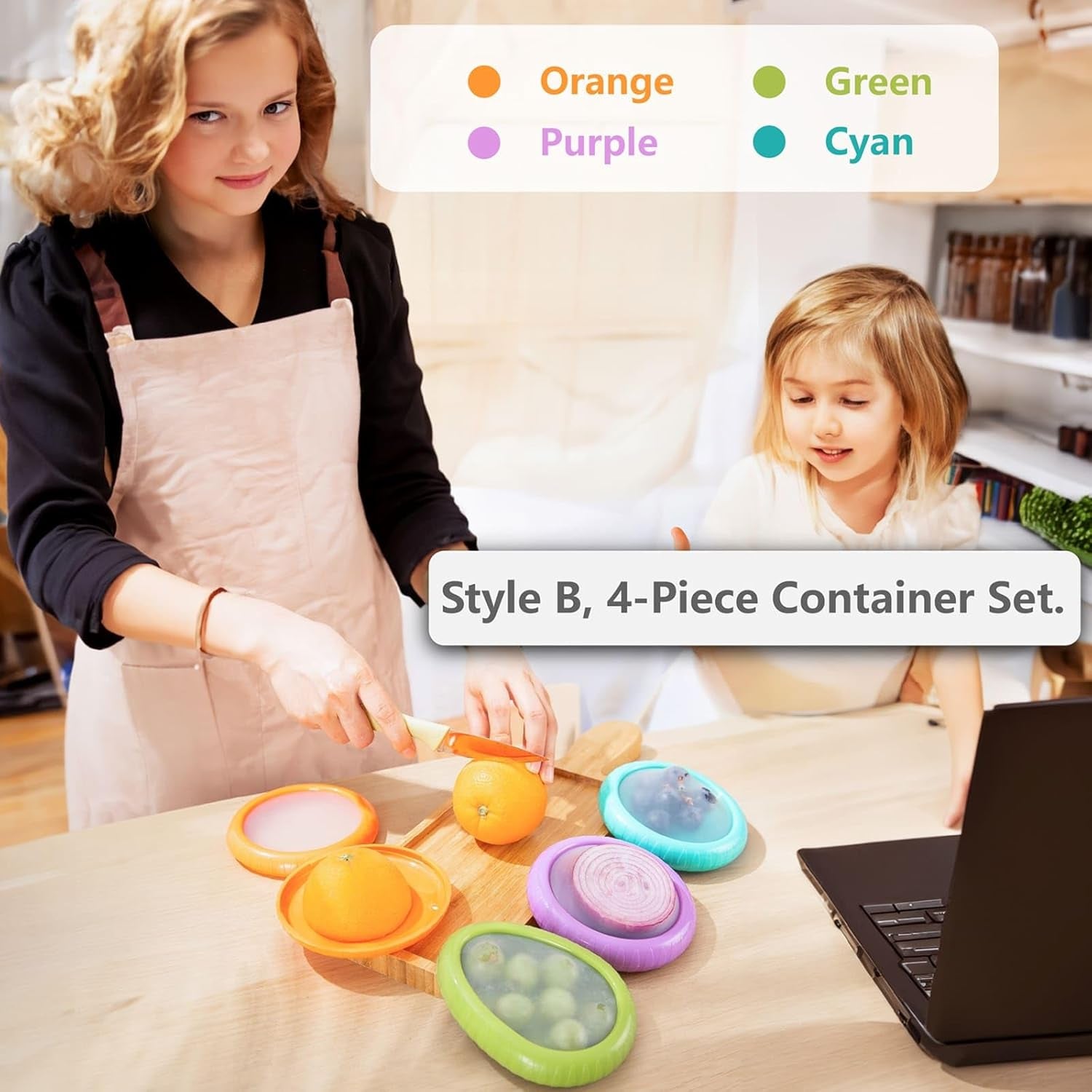 Avocado Saver & Onion Storage – 4-Pack Reusable Produce Containers for Fridge – Help Reduce Food Waste Keepers for Tomato, Garlic, Lemon, and Cut Fruits