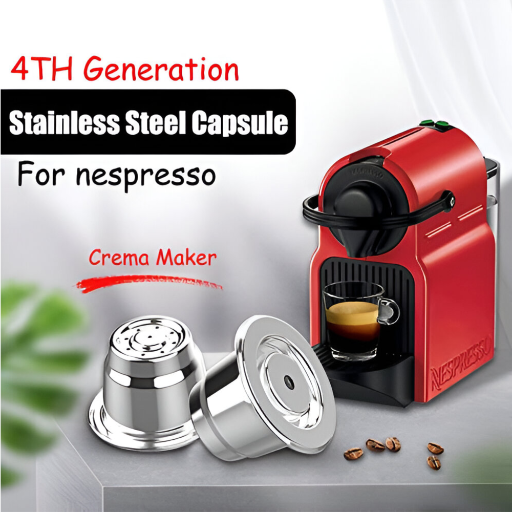 Reusable Coffee Capsule – Stainless Steel Pod with Spoon & Brush