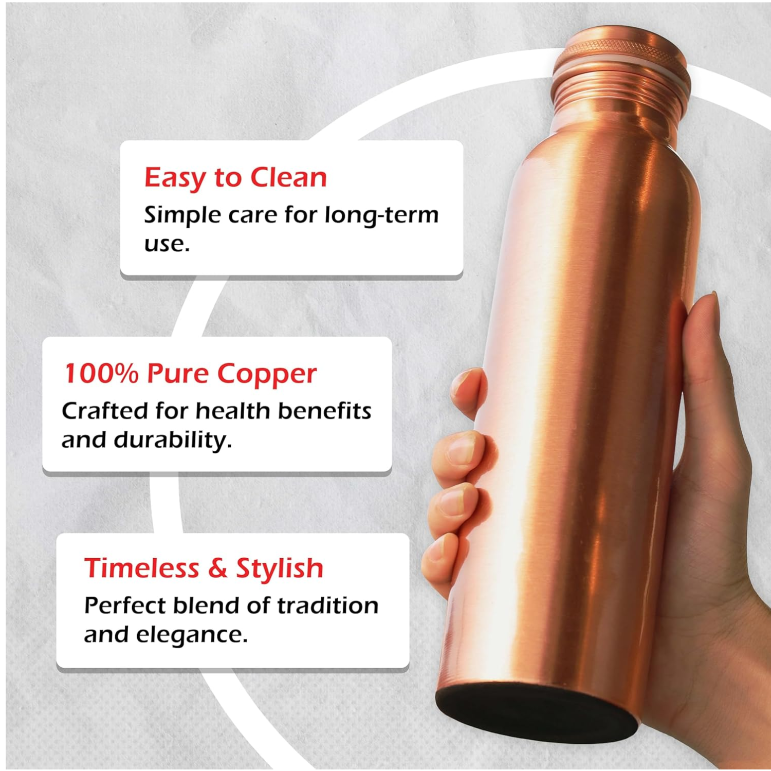 Pure Copper Water Bottle – Leak-Proof Hydration